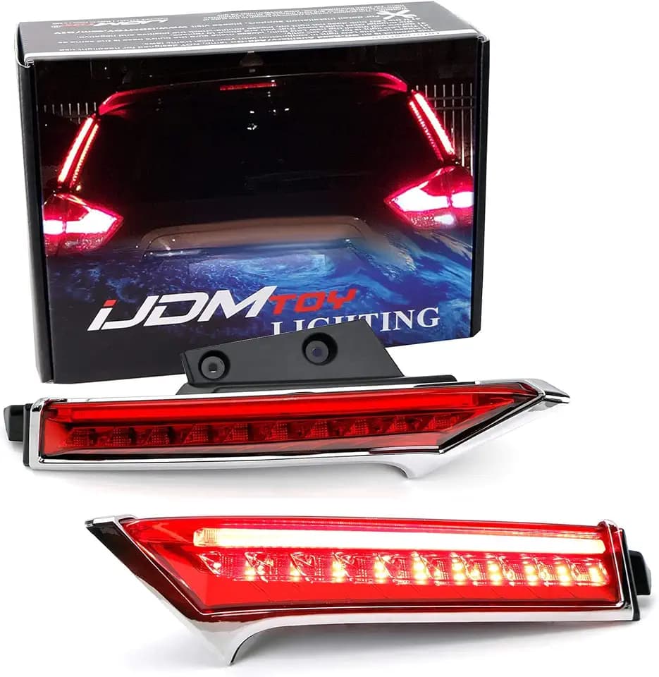 iJDMTOY LED Rear Window Pillar Tail/Brake Lights For Nissan 2014-2019 Rogue