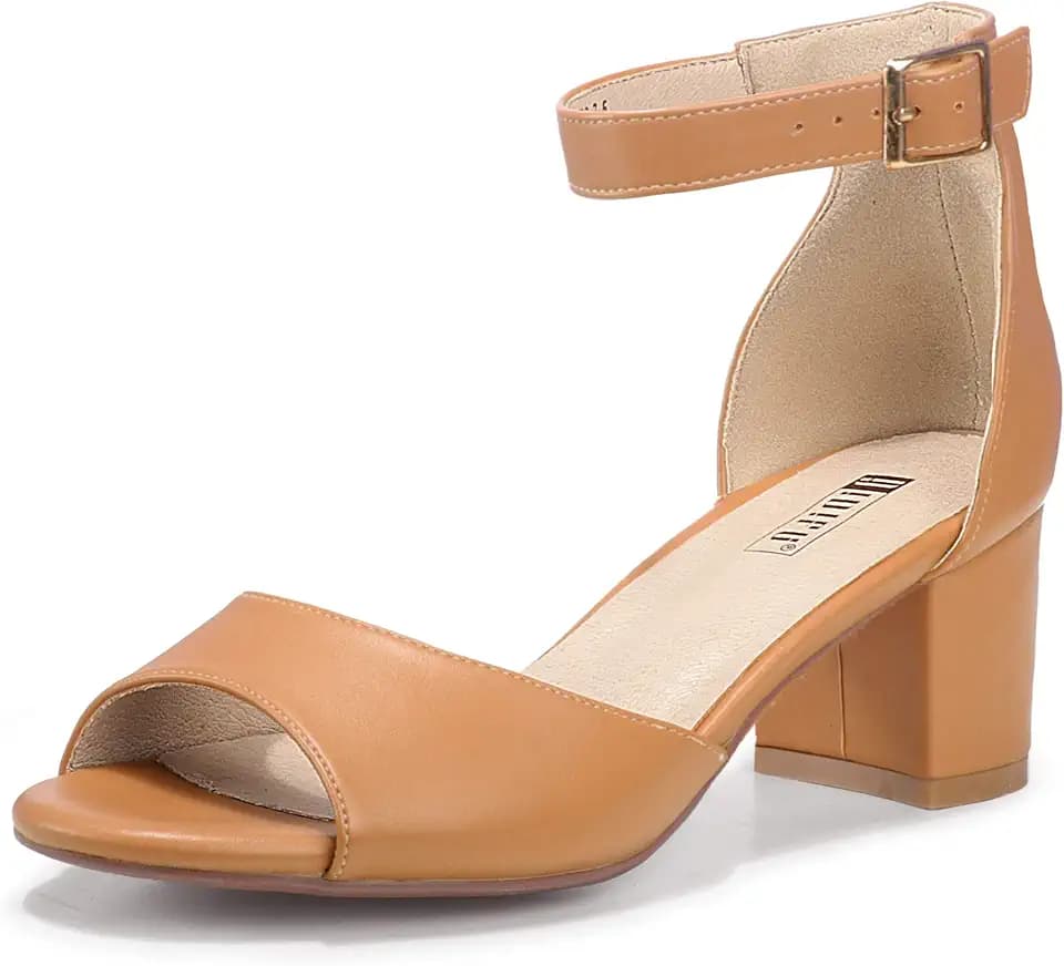 IDIFU Women's Candie Low Block Heels Sandals Peep Toe Chunky Ankle Strap Wedding Dress Shoes