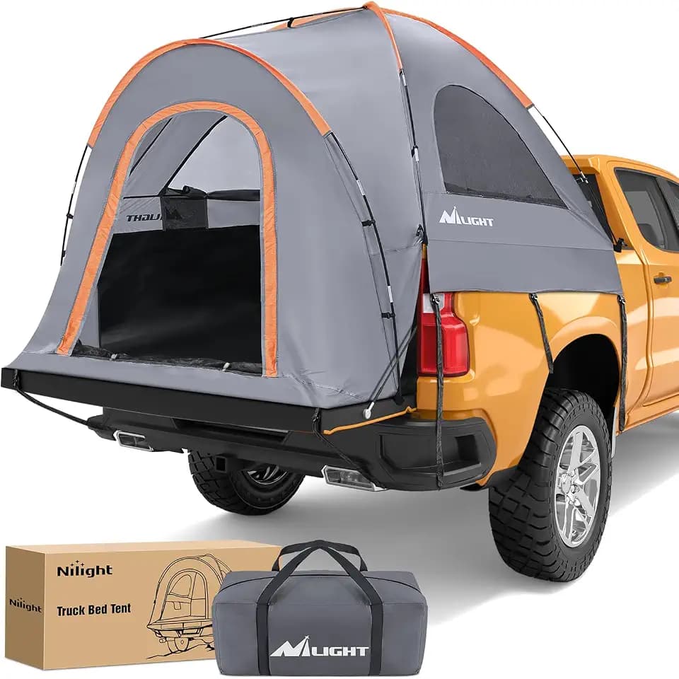 Nilight Truck Bed Tent 6.4 6.5 6.7 FT Pickup Tents w Rainfly, Orange Grey