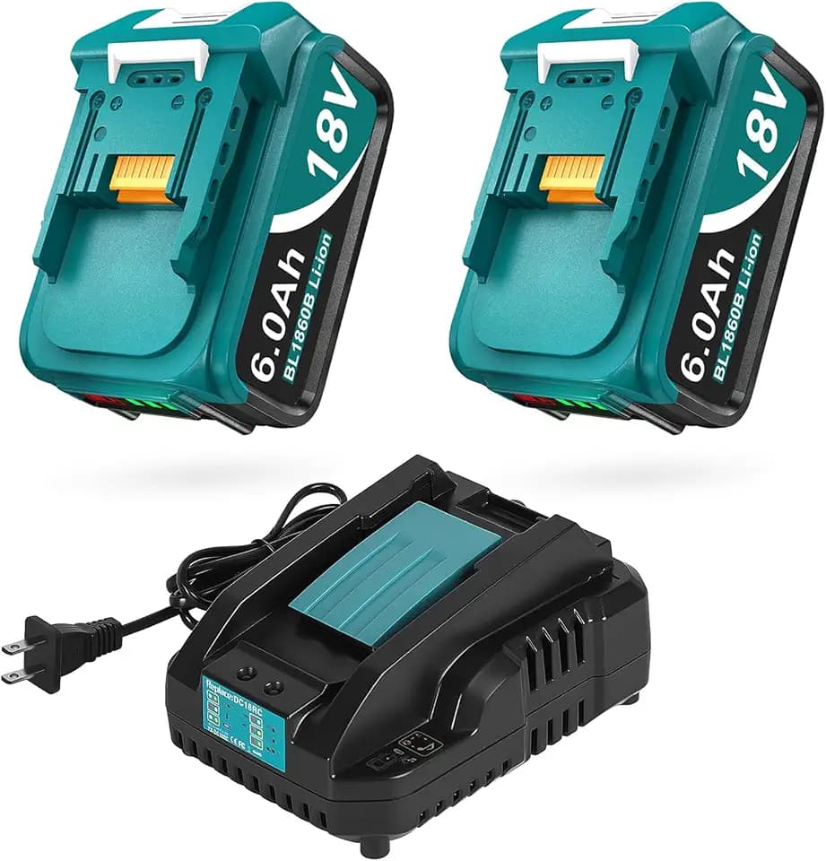 2/Pk 6.0Ah Replcement for Makita 18V Battery with Charger