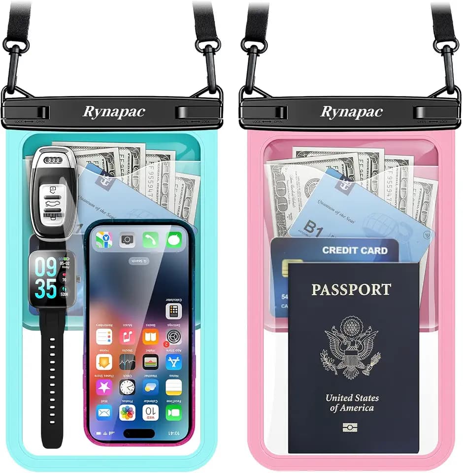 Rynapac Large Waterproof Phone Pouch Up to 10", 2 Pack IPX8 Protector Pouch