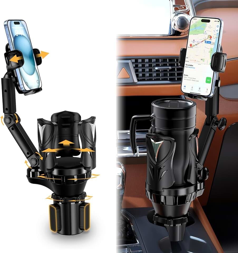 Phone Holders for Your Car, 2 in 1 Adjustable Stable Car Cup Phone Holder