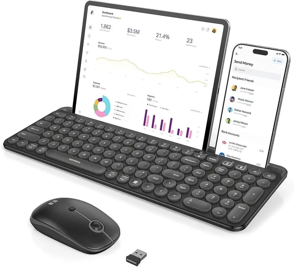 seenda CTU-301 Bluetooth Keyboard and Mouse Combo for iPad,Black