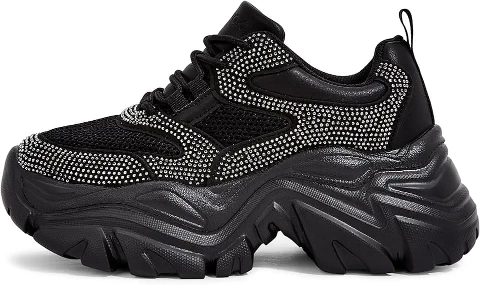 K KIP WOK Chunky Sneakers for Women Fashion Platform White Leather Casual Dad Shoes Comfortable Wedge Walking Sport Sneakers