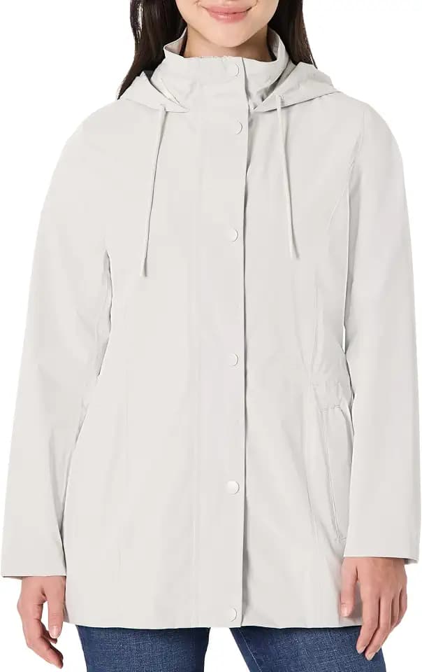 Amazon Essentials Damen Relaxed Fit Leichte Verstaubare Wasserdichte Regenjacke mit Kapuze