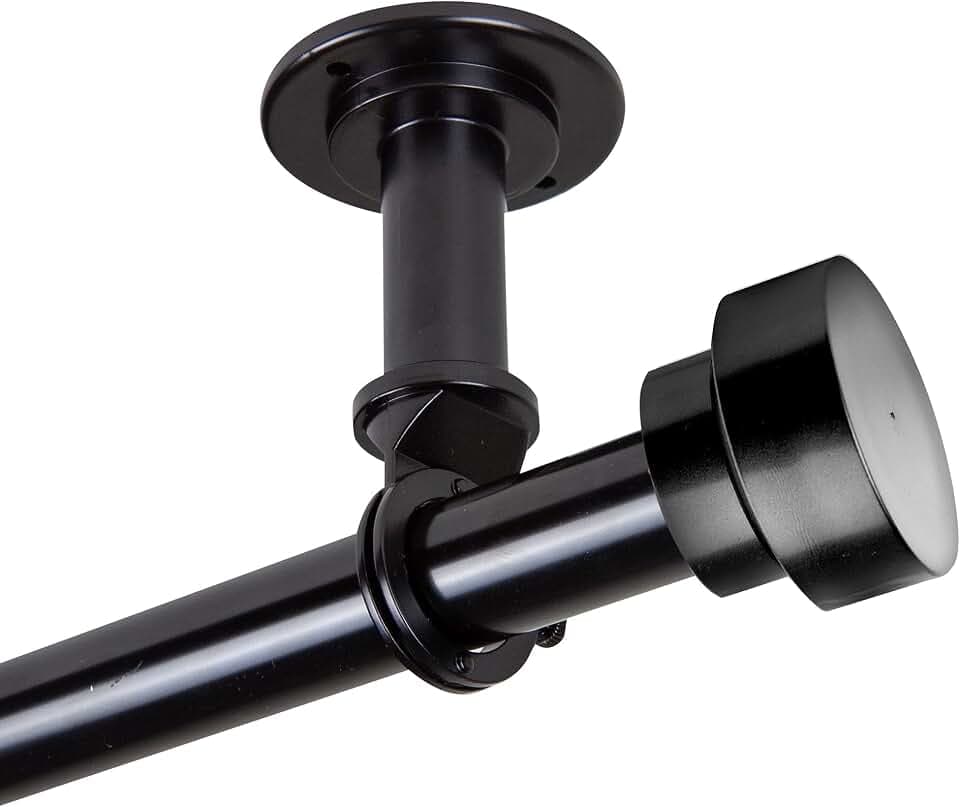 Rod Desyne Bonnet 1" Ceiling Curtain Room Divider, Black