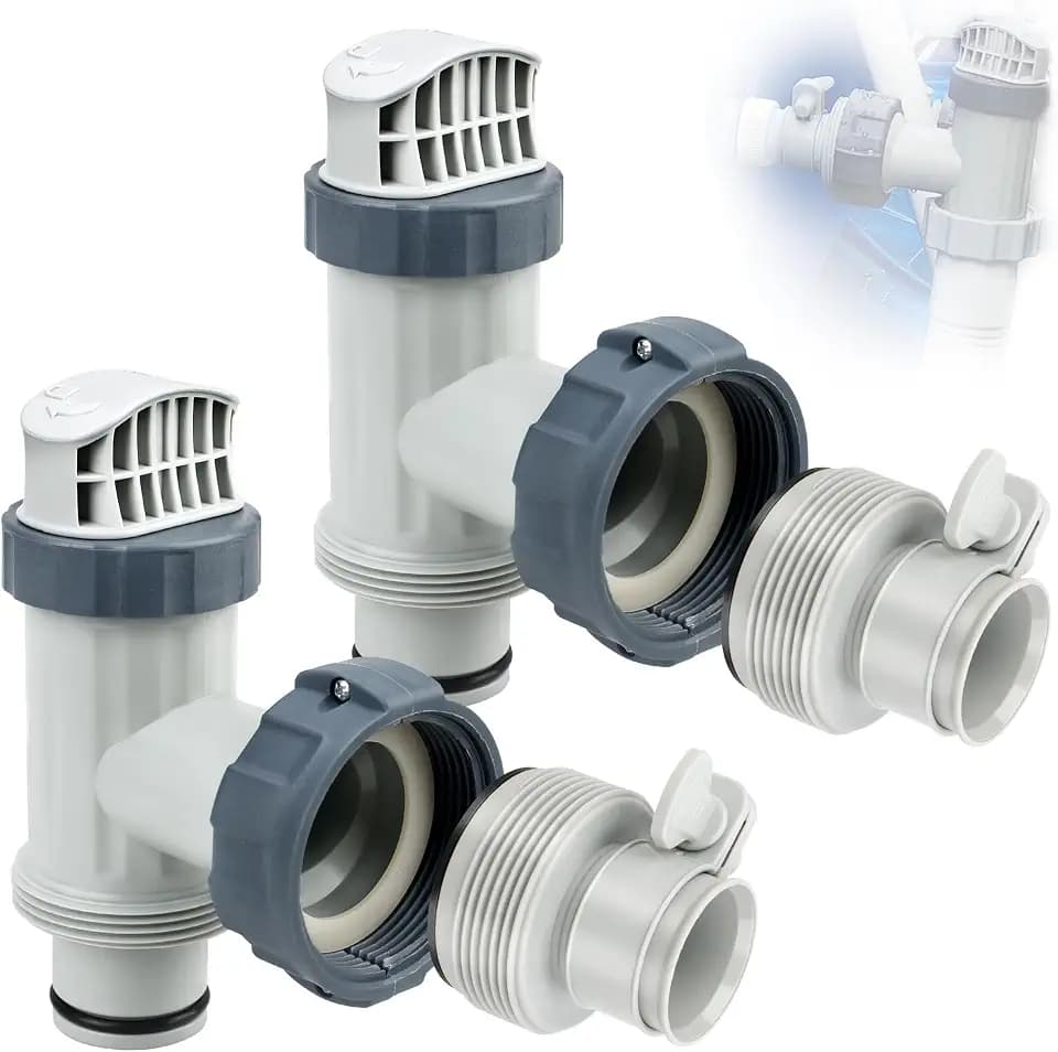 Dual Split Hose Plunger Valves &Pool Hose Adapter B for Intex Above Ground