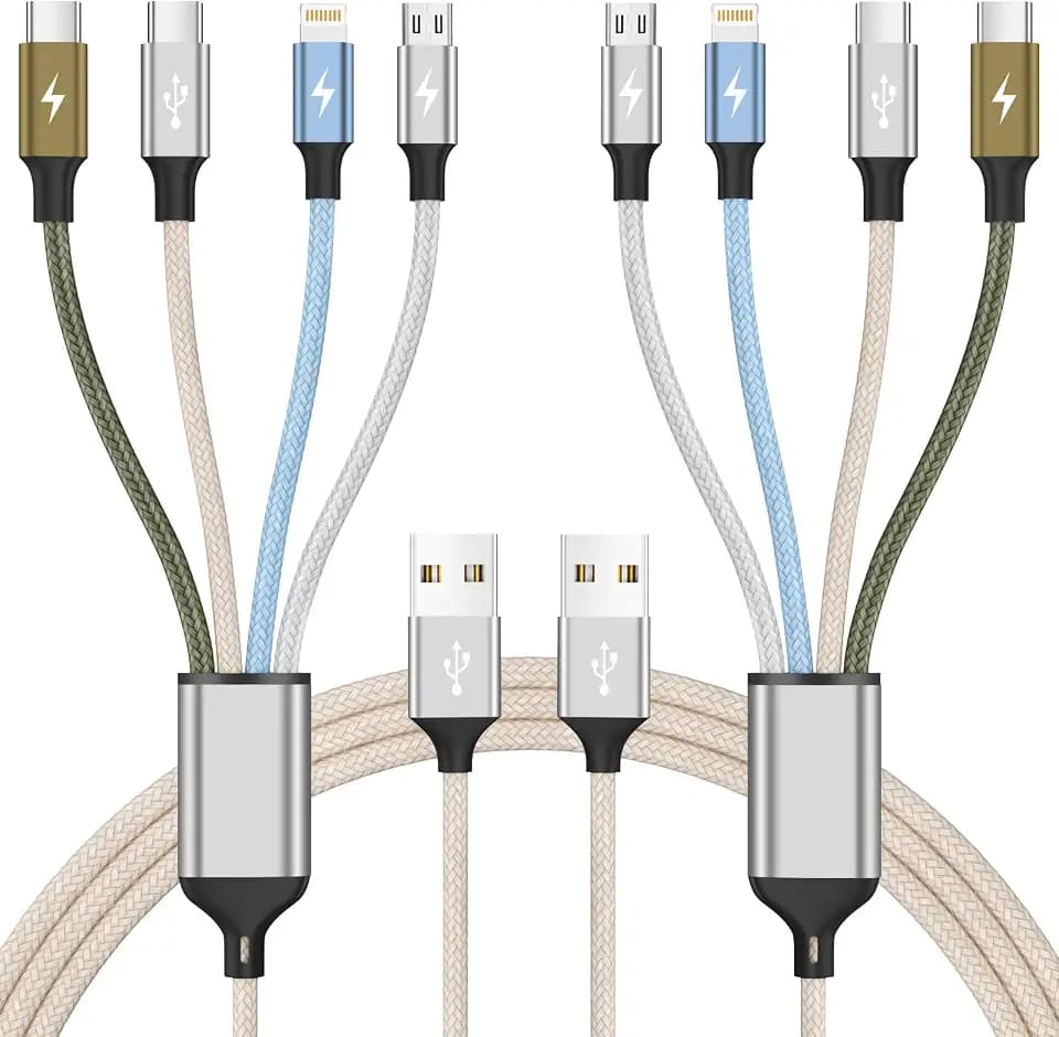 4 in 1 Multi Charging Cable, 2 Pack 6FT Charging Cords for Devices