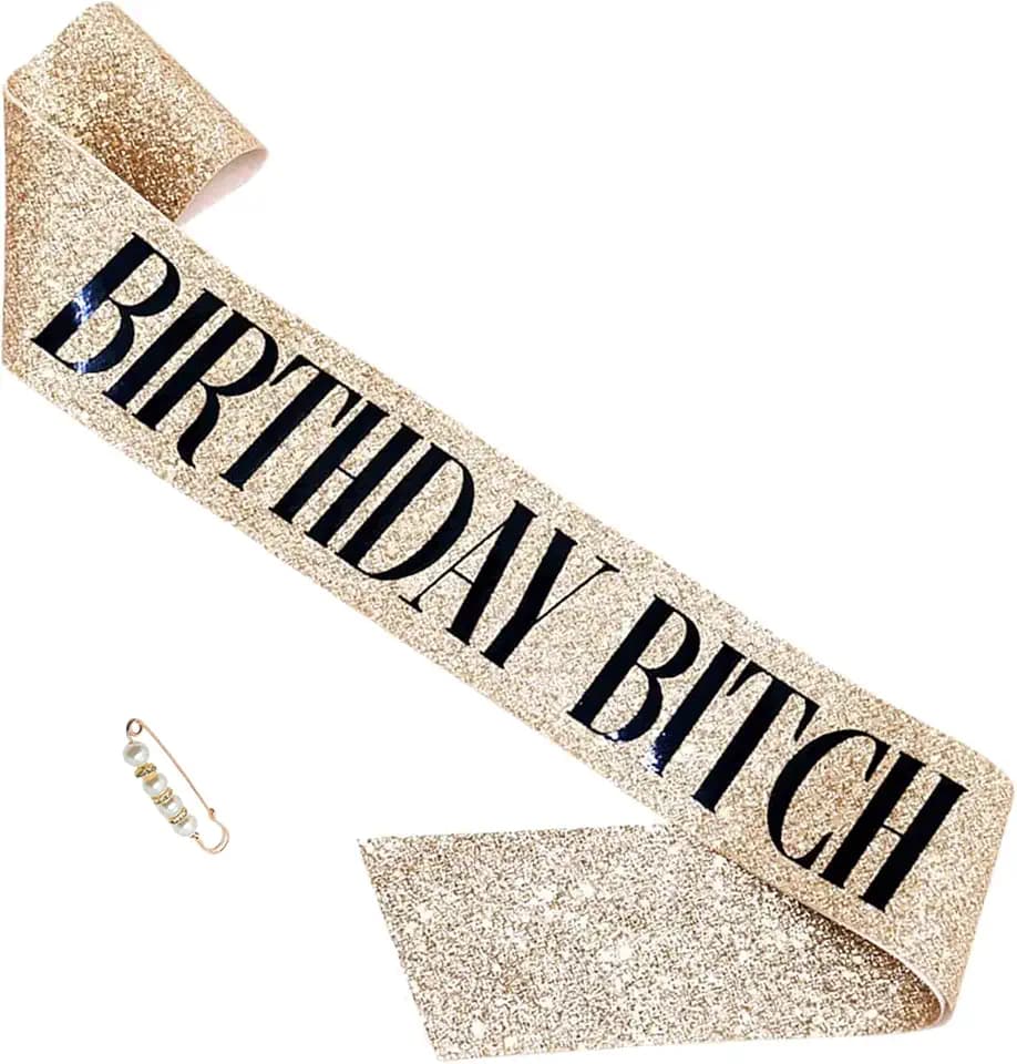 Birthday Sash Gold Glitter Gifts for Women Girl Party Supplies