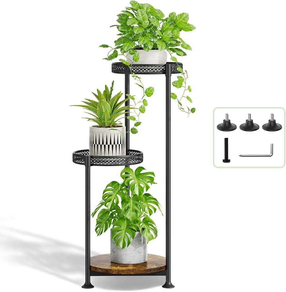 Oppro Plant Stand Indoor Outdoor, 3 Tier Metal Flower Shelf Holder