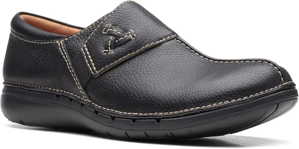 Clarks Women's Un Loop Ave Loafer, Black Leather, 6.5 M