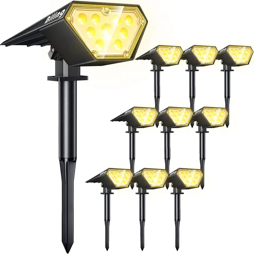 Biling Solar Spot Lights Outdoor Bright 700 Lumen 3000K Warm White 10 Pack