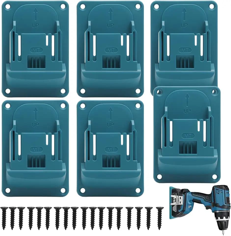 6 Stück Wandhalterung mit 24 Schrauben, für Makita 18V Akkuschrauber & Elektrowerkzeuge, Wandhalterung Werkzeughalter Werkstatt Organizer für Werkstatt, Garage, für 14,4/18V (Blau)