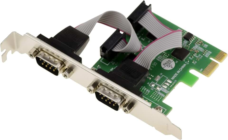 KALEA-INFORMATIQUE PCI Express PCIe Serial RS232 Controller-Karte mit 2 Ports und ASIX-Chipsatz mit Low- und HIGH Profile-Winkeln.