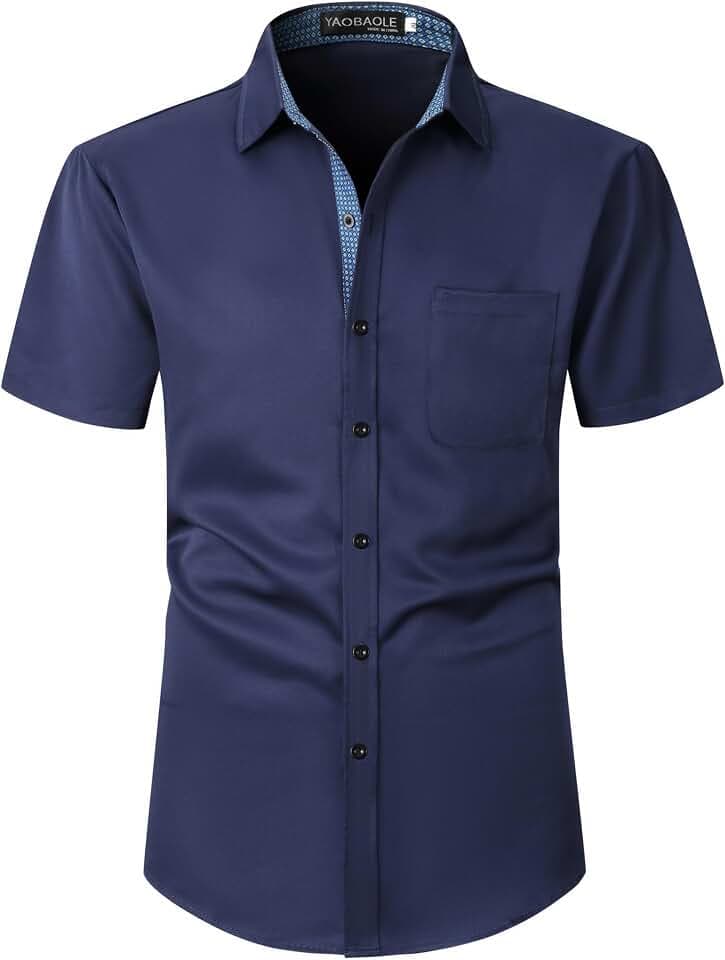 YAOBAOLE Herrenhemd, Hochzeit, kurzärmelig, Hemden, Herren, Abendkleid, Regular Fit, Casual, Business, Formell, mit Tasche