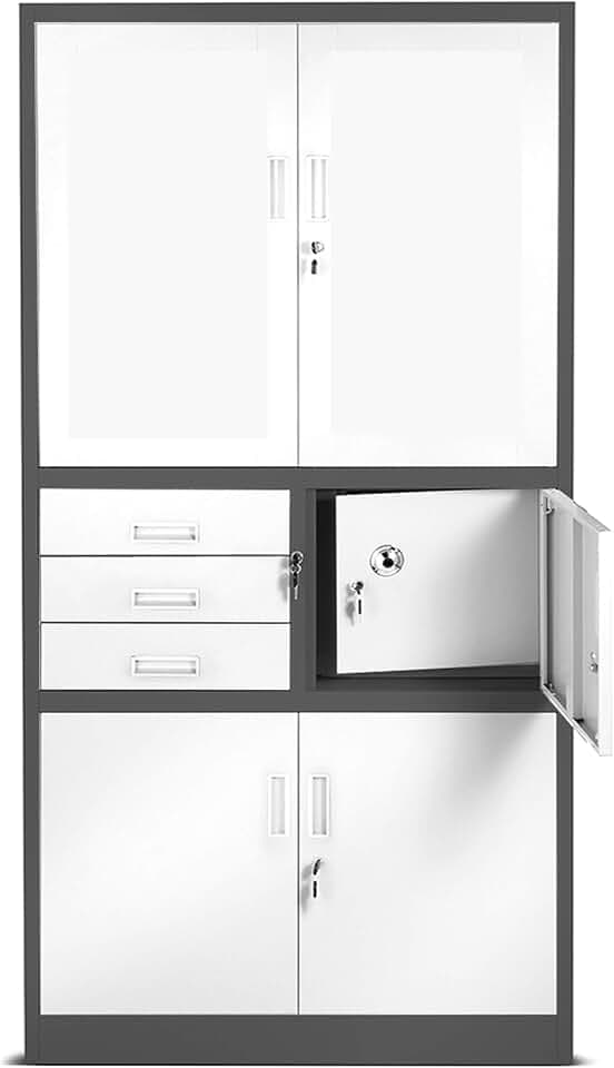 Jan Nowak Aktenschrank Büroschrank mit Tresor, 3 Schubladen, 185x90x40 cm