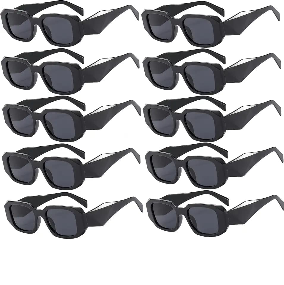 10-Pack Y2K Sunglasses, Irregular Square Frame UV400 Protection Unisex Party Favors Bulk Accessories (Women & Men)
