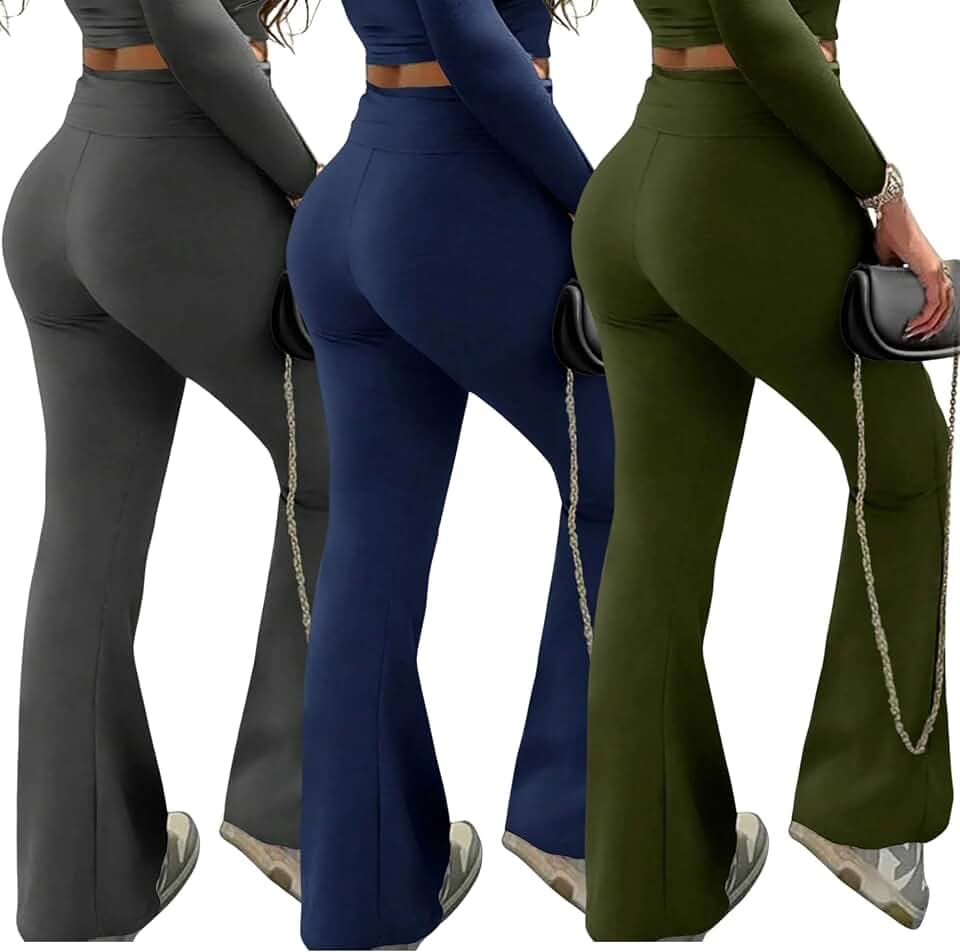 3 Piece Plus Size Women’s Flare Leggings for Women High Waisted Yoga Pants Black Flared Leggings Bootcut Lounge Pants