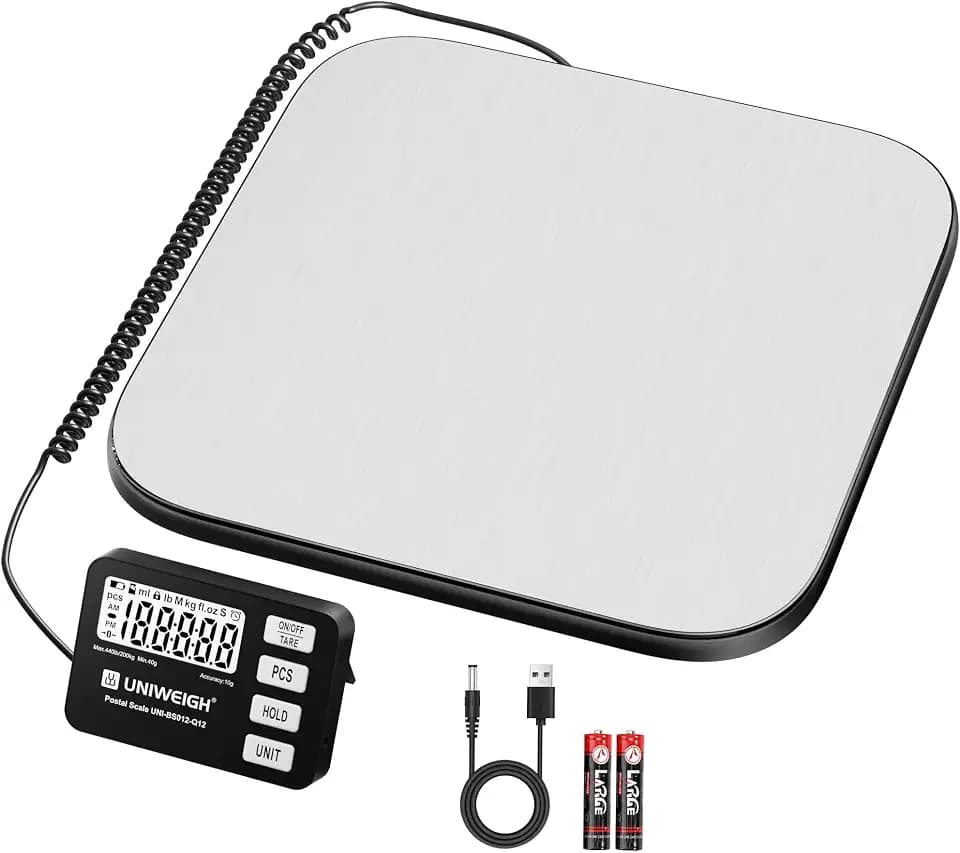 UNIWEIGH Paketwaage 440 lb/10g Digitale Briefwaage Edelstahl Plattformwaage