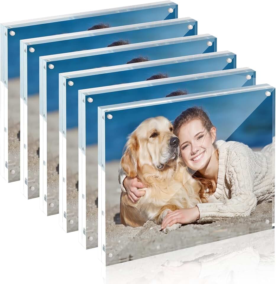 TWING 8x10 Acrylic Frame 6 Pack,20MM Thicker Frameless Clear Picture Frames