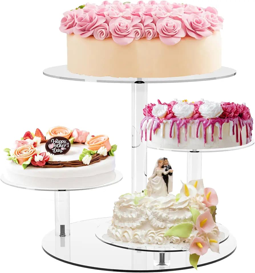 YestBuy Cupcake Stand, 4 Tier Cupcakes und Kuchen Kamm für 8-12 Inch Kuchen, Tiered Cupcake Tree Tower, Clear Dessert Display Stand für Dessert Tisch Hochzeit Geburtstag Party