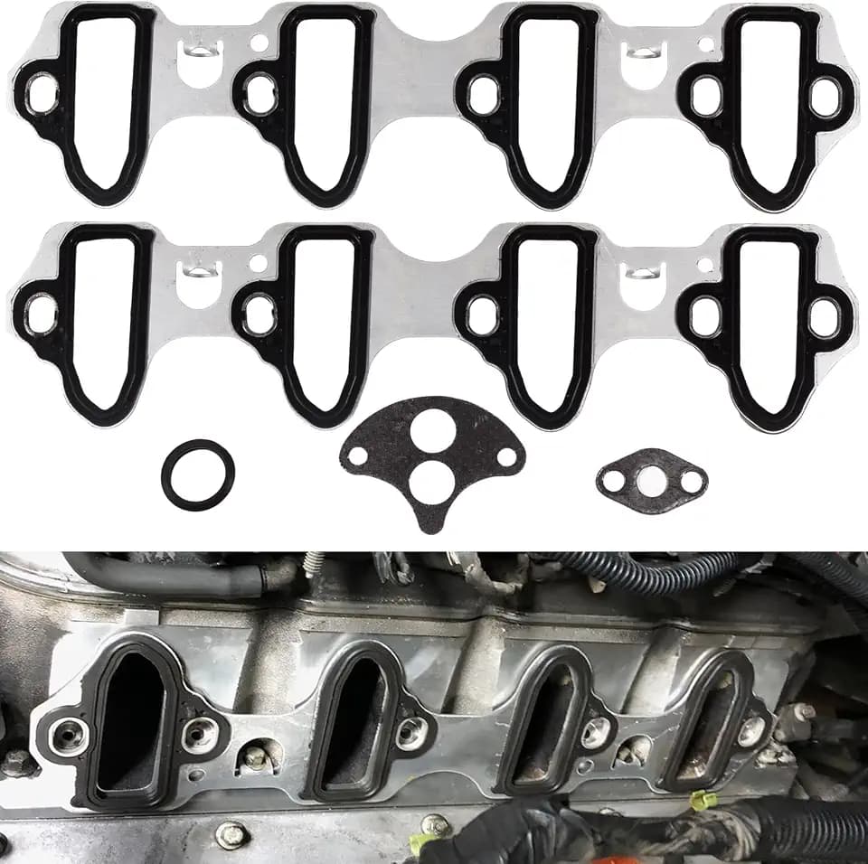 MS98016T For Chevy Silverado 5.3 Intake Manifold Gasket Ls Ls2 Ls3 Ls6 Chevrolet Sierra Avalanche Escalade Yukon Tahoe Suburban Intake Manifold Gasket Sealing 4.8 5.3 6.0 6.2L 89060413 MIS16340