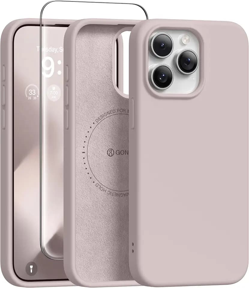 GONEZ Magnetic for iPhone 15 Pro Max Case, Silicone Cover Light Taro