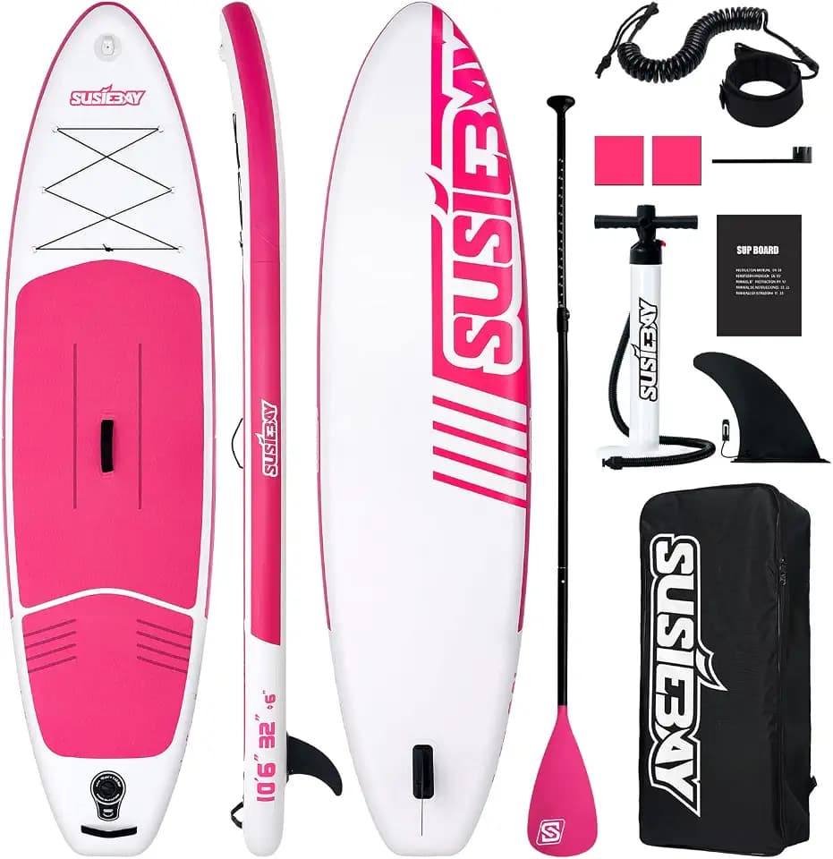 Inflatable Stand Up Paddle Board with SUP Accessories,Inflatable Paddle Boards for Adults & Youth, Anti-Slip EVA Deck,Wide Stance,Dual Action Pump,108L Backpack