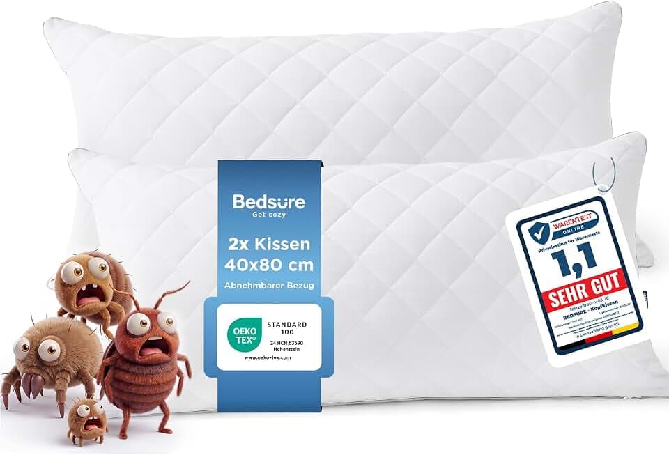 BEDSURE Kopfkissen 40x80 2er Set - Kissen 40x80 Ideal für Allergiker