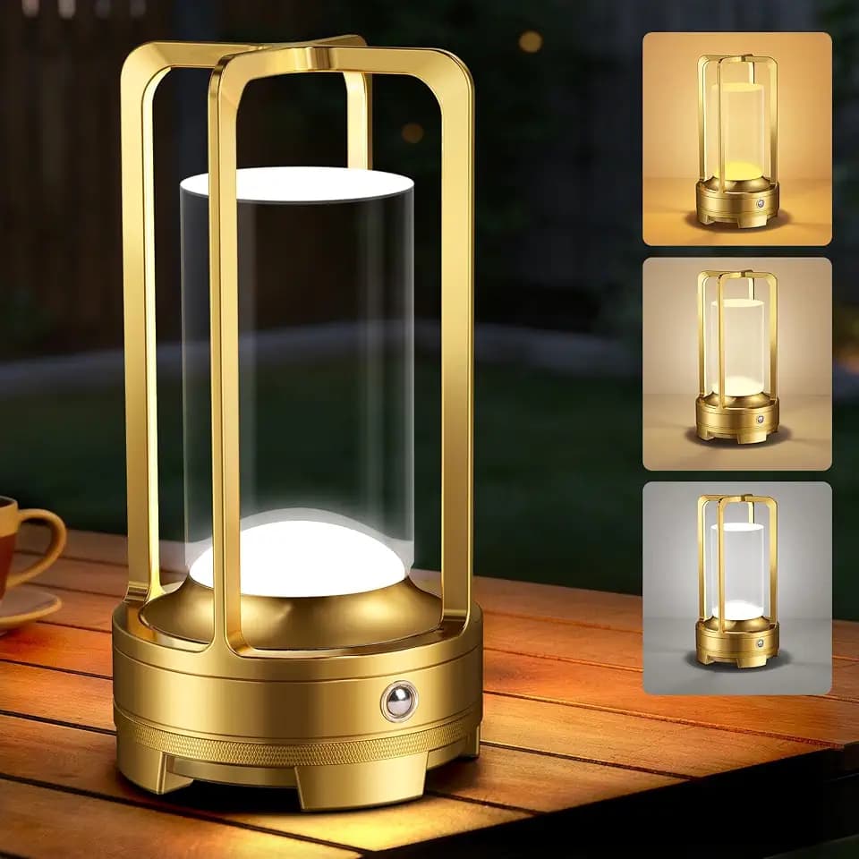 OCATO Portable Table Lamp Rechargeable Lamp with 3 Color Stepless Dimming