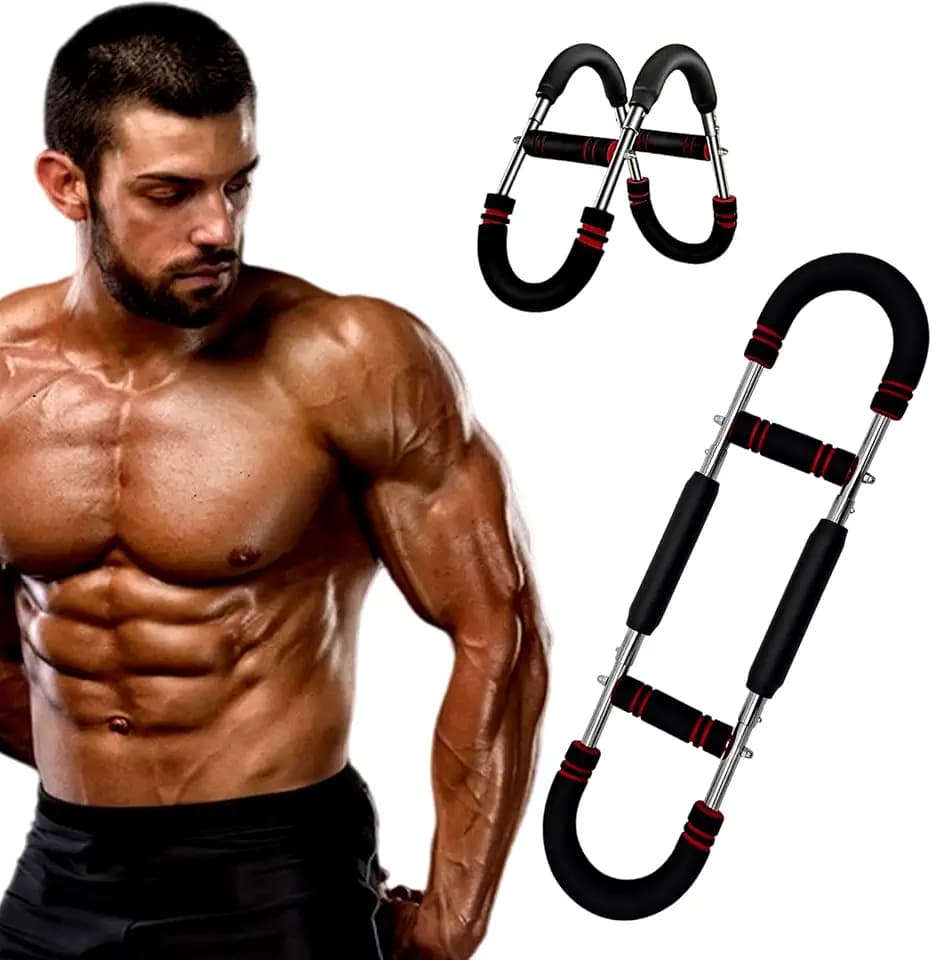 Biegehantel, Verstellbarer Power Twister mit U-formige Doppel Königsfeder, Brusttrainer mit Rutschfester Schaumstoffgriff, Bizeps Trainingsgerät, Haushaltssportgeräte