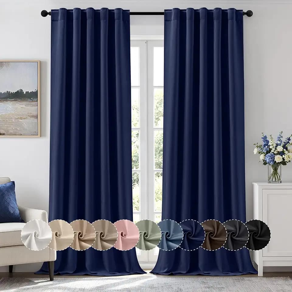 MIULEE Navy Blue Pinch Pleat Blackout Curtains 40x96 Inch Length 2 Panels