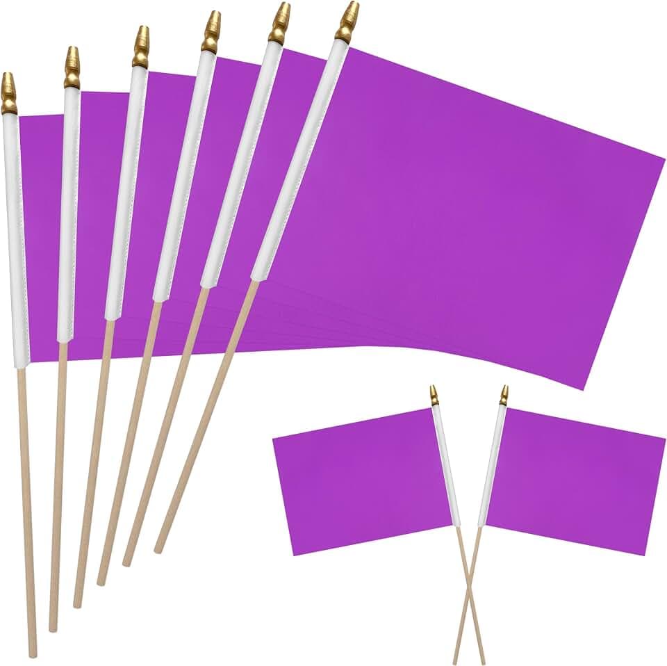 WEITBF 12Pcs 8×12 Inch Solid Purple Flags Small Blank Sublimation DIY Flags on Stick Mini Triangle Handheld Solid Color Graffiti Flag
