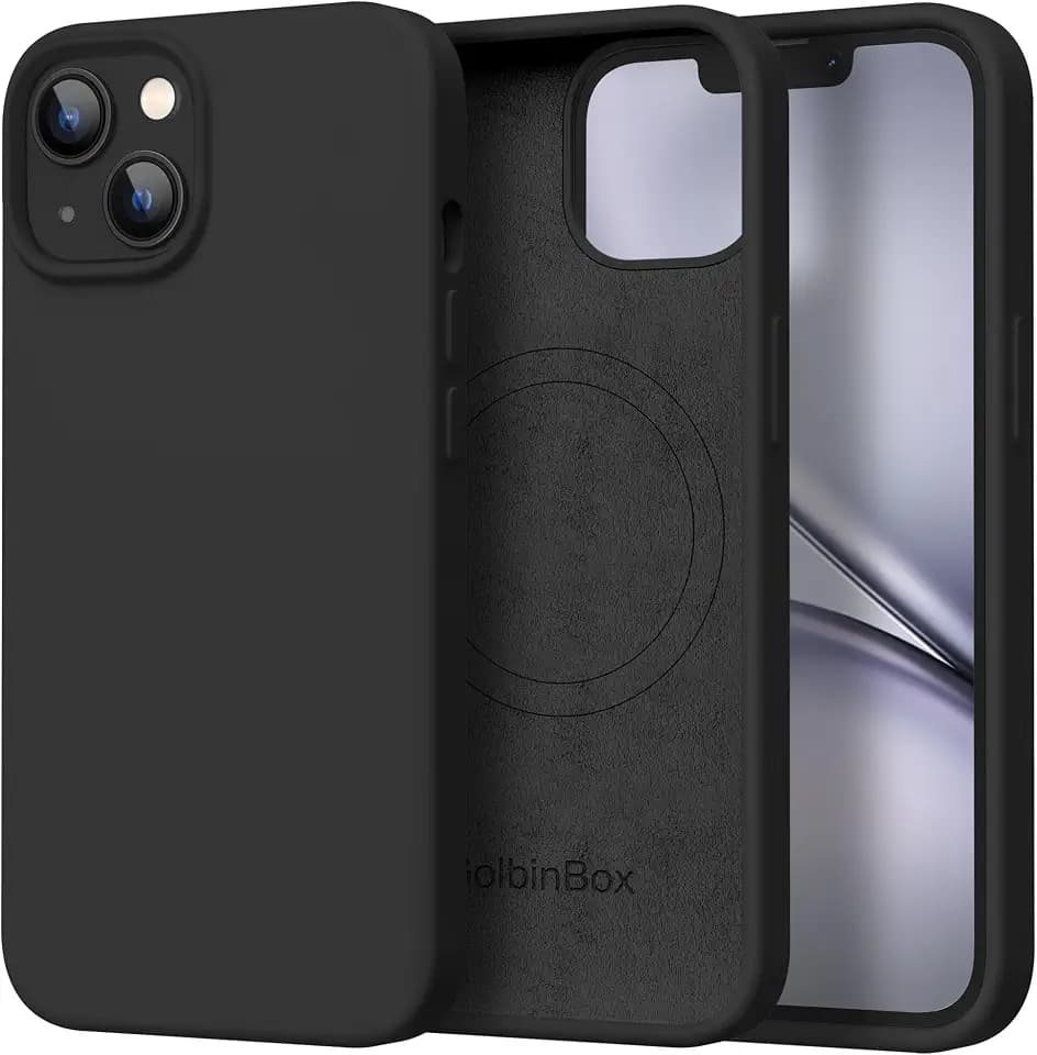 GolbinBox Magnetic for iPhone 13/14 Case, Silicone Cover, Black