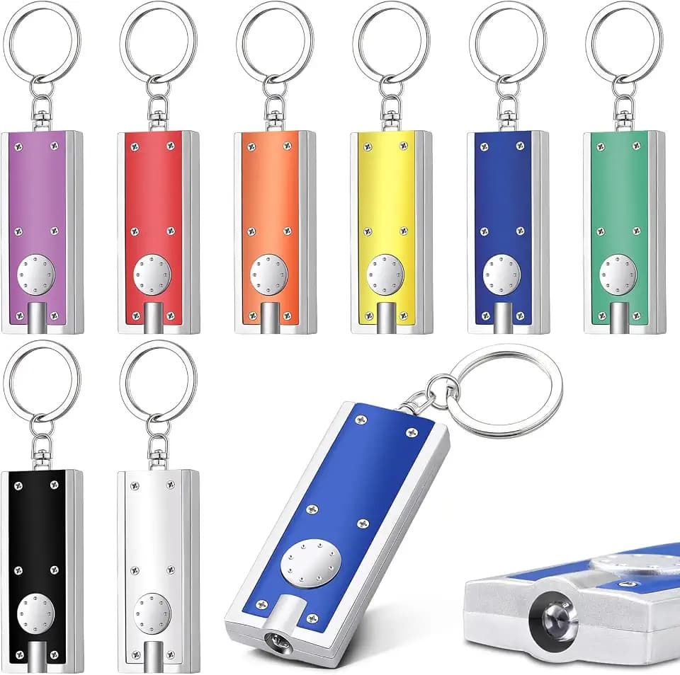 Glooglitter 8 Pcs Mini Flashlight Keychain LED Keychain Light, Multicolor