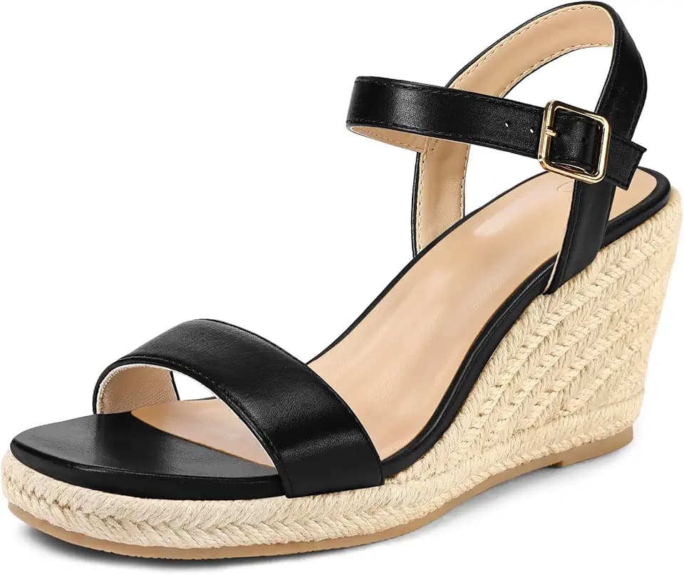 mysoft Women's Espadrille Wedge Sandals Square Open Toe Platform Sandals
