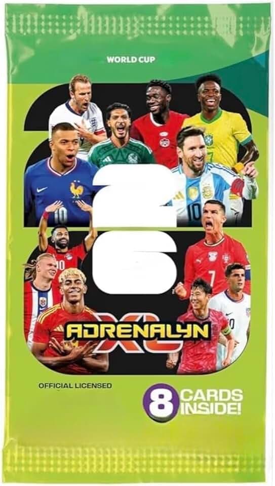 Adrenalyn XL 2026 World Cup one Pack of 8 Soccer Cards Look for Top Stars Like Ronaldo, Messi, Yamal and More!