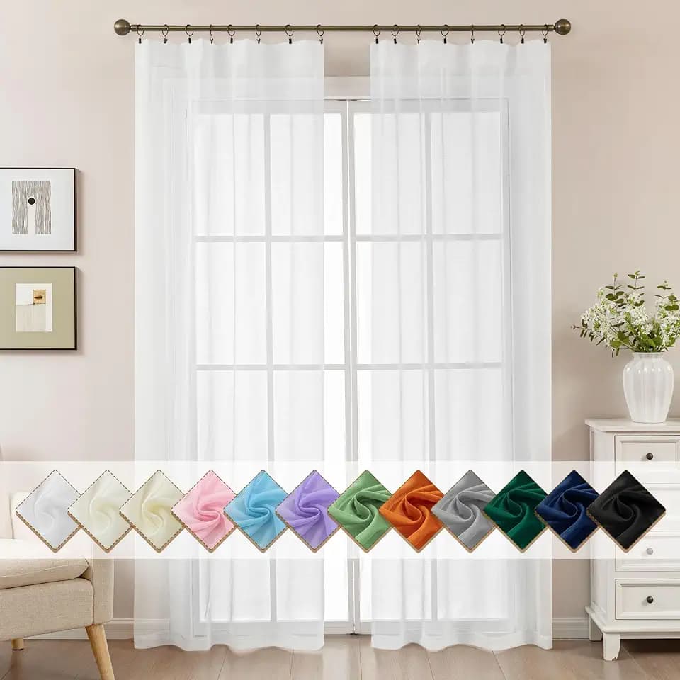White Sheer Curtains 84 Inches Long Rod Pocket