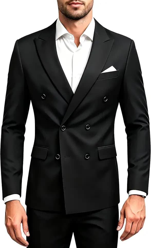 MOGU Men's Double Breasted Suit Slim Fit 2 Piece Suit with Pants