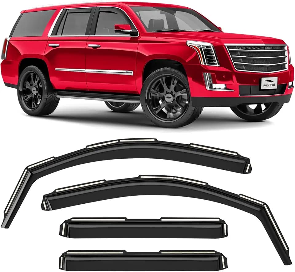 Voron Glass in-Channel Extra Durable Rain Guards for Cadillac Escalade 2015-2020, Window Deflectors, Vent Window Visors, 4 Pieces - 200462