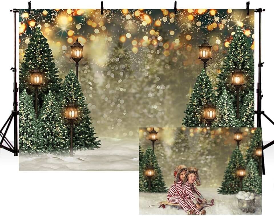 MEHOFOND 2,1 x 1,5 m Winter Weihnachtsbaum Schneeflocke Grün Neugeborenen Fotografie Hintergrund Schnee Szene Glitzer Portrait Weihnachten Geburtstag Banner Baby Shower Photo Booth Requisiten
