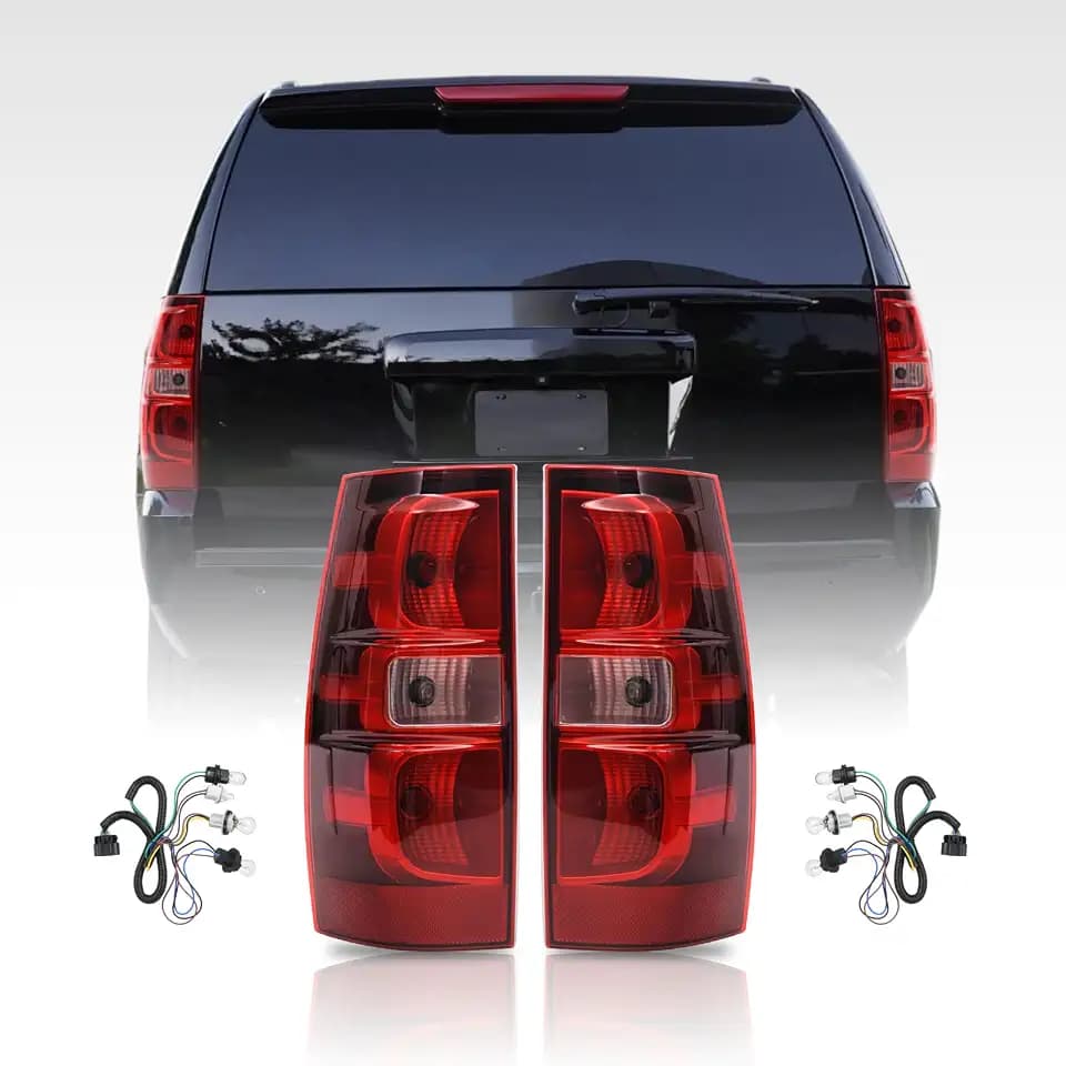 Tail Light Assembly Compatible with 2007-2014 Chevy Suburban/Tahoe Tail lights Rear Brake Lamp with Bulbs and Wiring Harness, Passenger and Driver Side