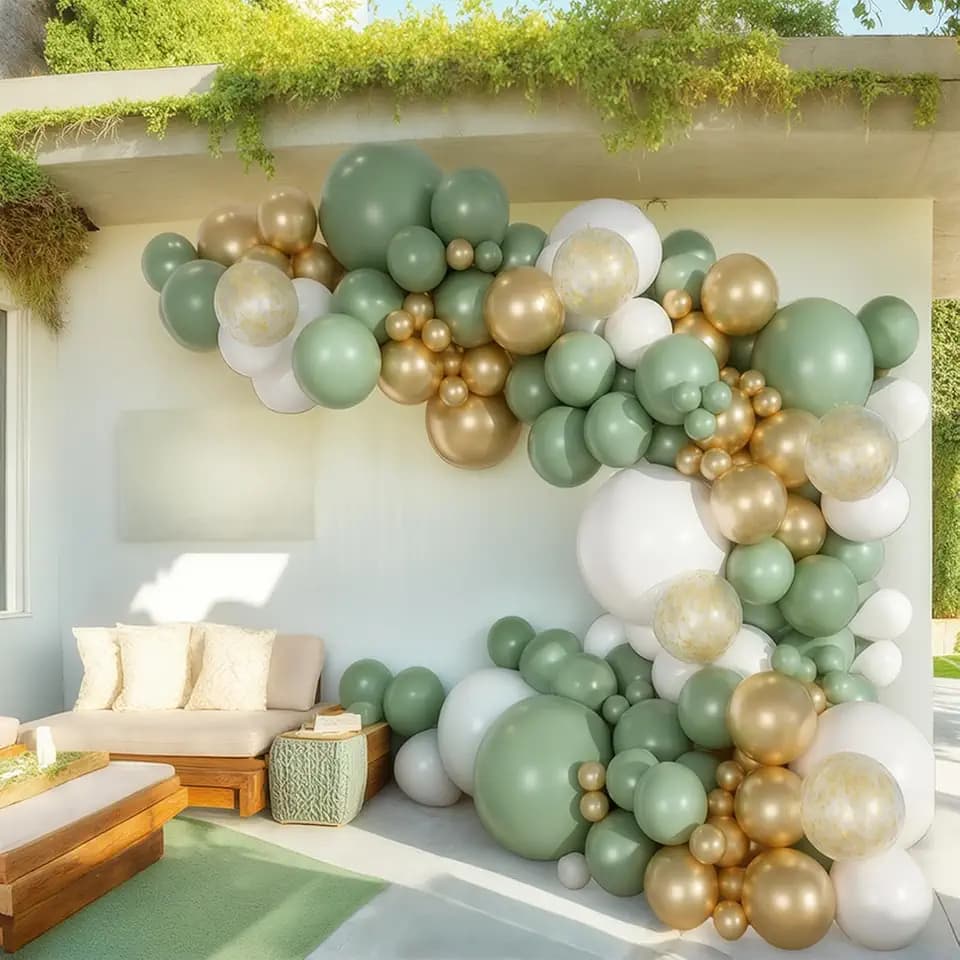 PartyWoo Gold Green Balloon Arch Kit 152pcs Different Sizes 18 12 10 5 Inch