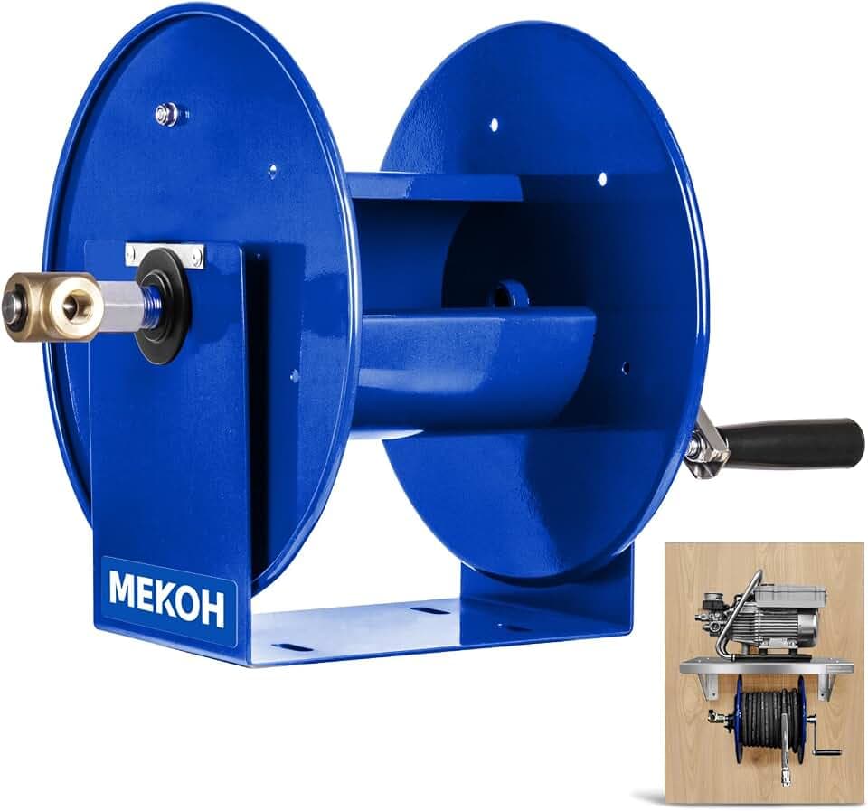 MEKOH Heavy Duty Pressure Washer Hose Reel 100FTx3/8” / 200FTx1/4”, 4500PSI