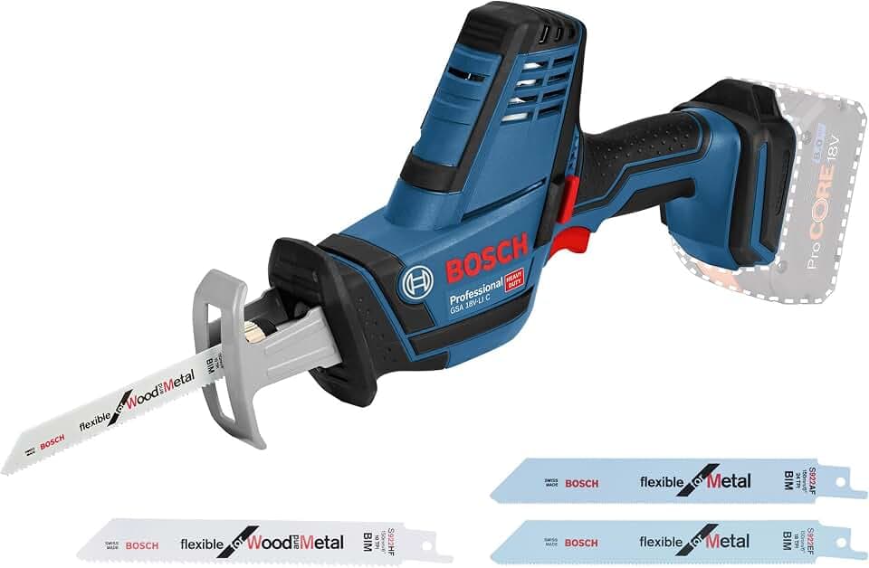 Bosch Professional 18V System Akku Säbelsäge GSA 18 V-LI C (Compact Version inkl. 1x Säbelsägeblatt S 922 AF, ohne Akku/Ladegerät)
