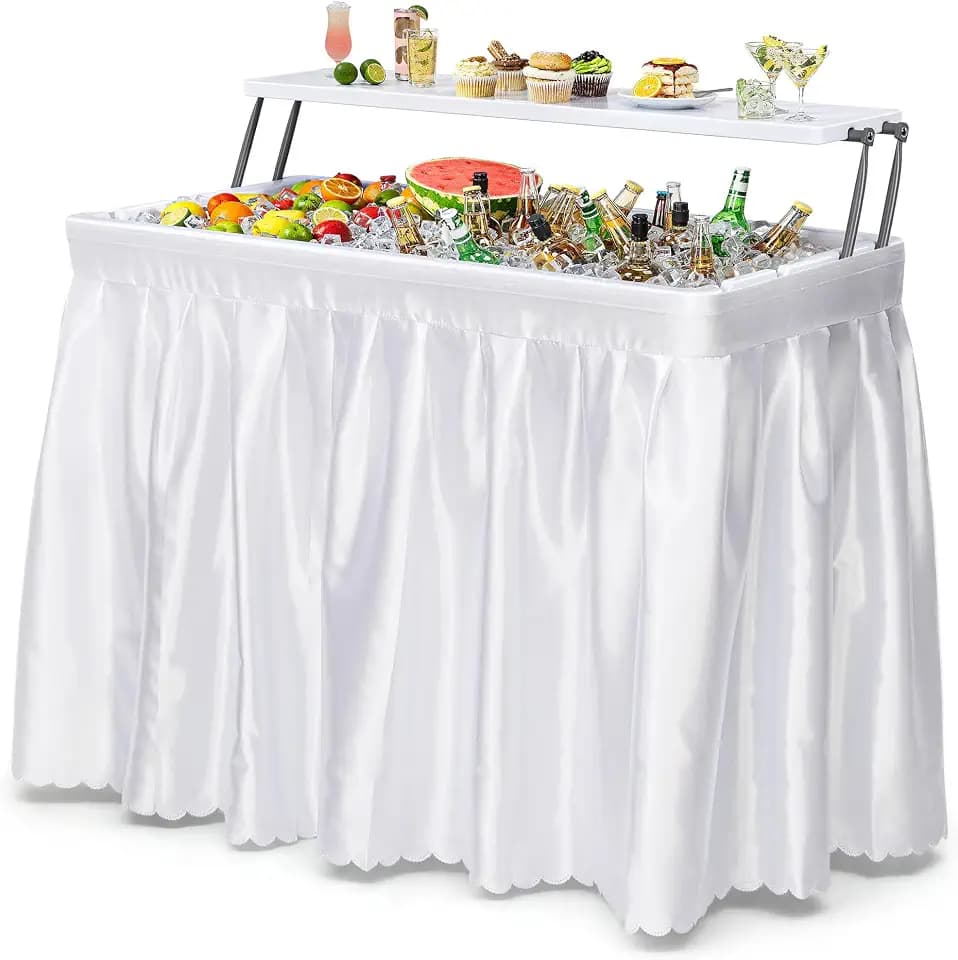 YITAHOME Two-Tier Ice Table, 4FT Folding Ice Cooler Table with Drain