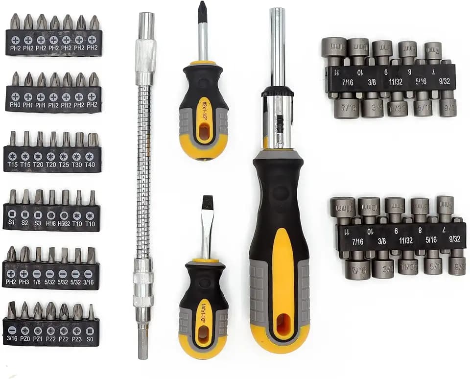66PC Ratchet Screwdriver Set, Bits and Nut Driver