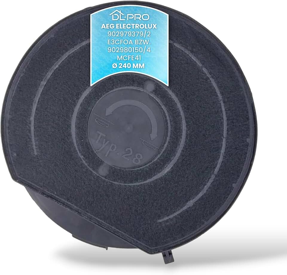 DL-pro Aktivkohlefilter 240mmØ für AEG Electrolux 902979372/7 9029793727 E3CFE28 Whirlpool Bauknecht 480181701006 Wpro CHF289 Elica Typ28 Kohlefilter Filter für Dunstabzugshaube