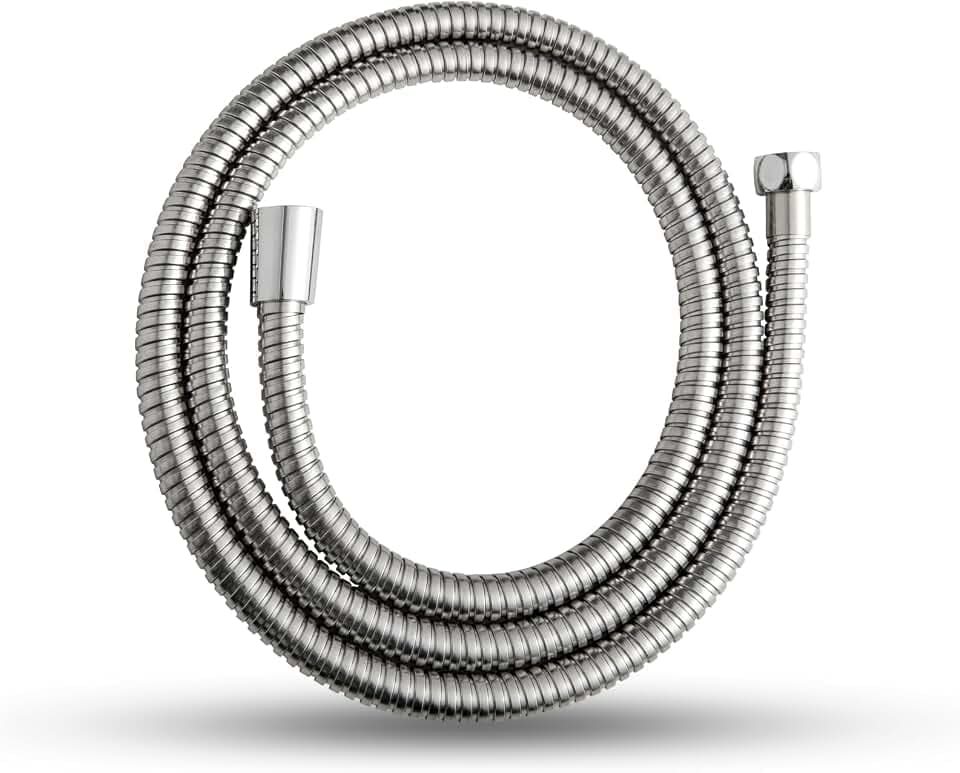 OFFO Flexibler Edelstahl Duschschlauch,Brauseschlauch 1,6m, G1/2 Zoll Standard Anschluss, Leckfrei und Anti-Knick, Leicht zu reinigen, für Dusche Badezimmer​, Chrom