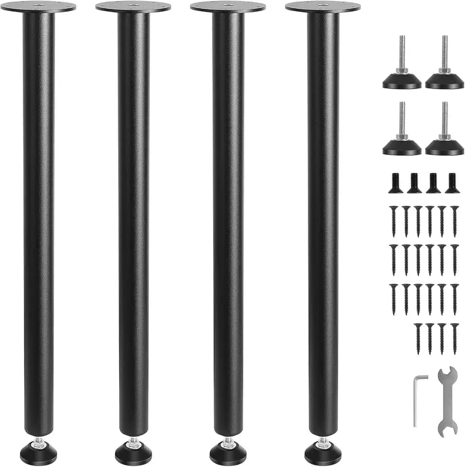 VEVOR 4er-Set Tischbeine Tischkufen 711,2mm hoch 110mm Montageplatte Kohlenstoffstahl mattschwarze Pulverbeschichtung 544kg Tragfähigkeit Ideal für Küchentische Wohnzimmerkonsolen Studio-Tische